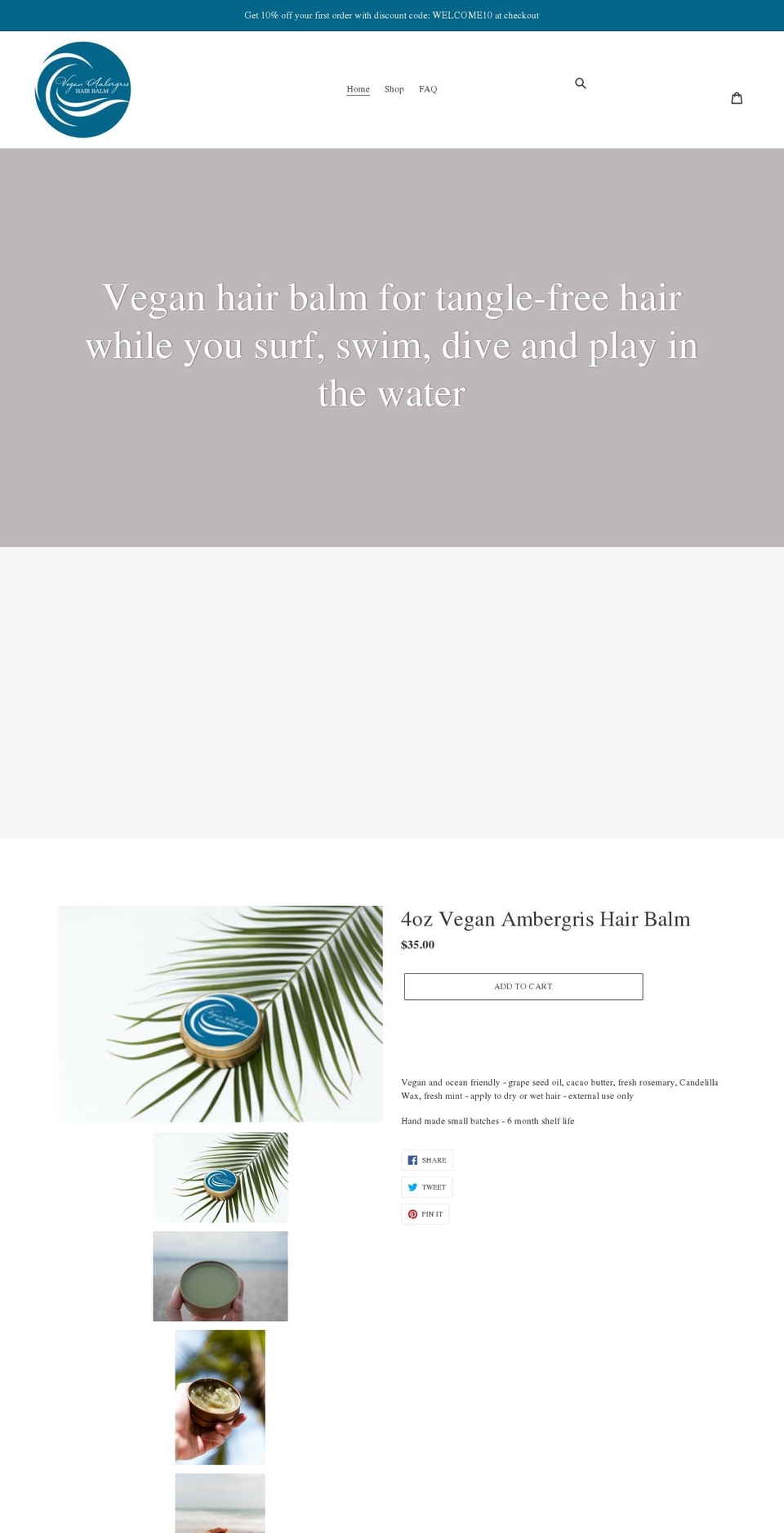 veganambergris.com shopify website screenshot