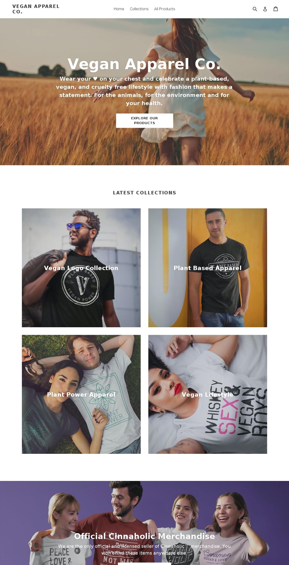 veganapparel.co shopify website screenshot