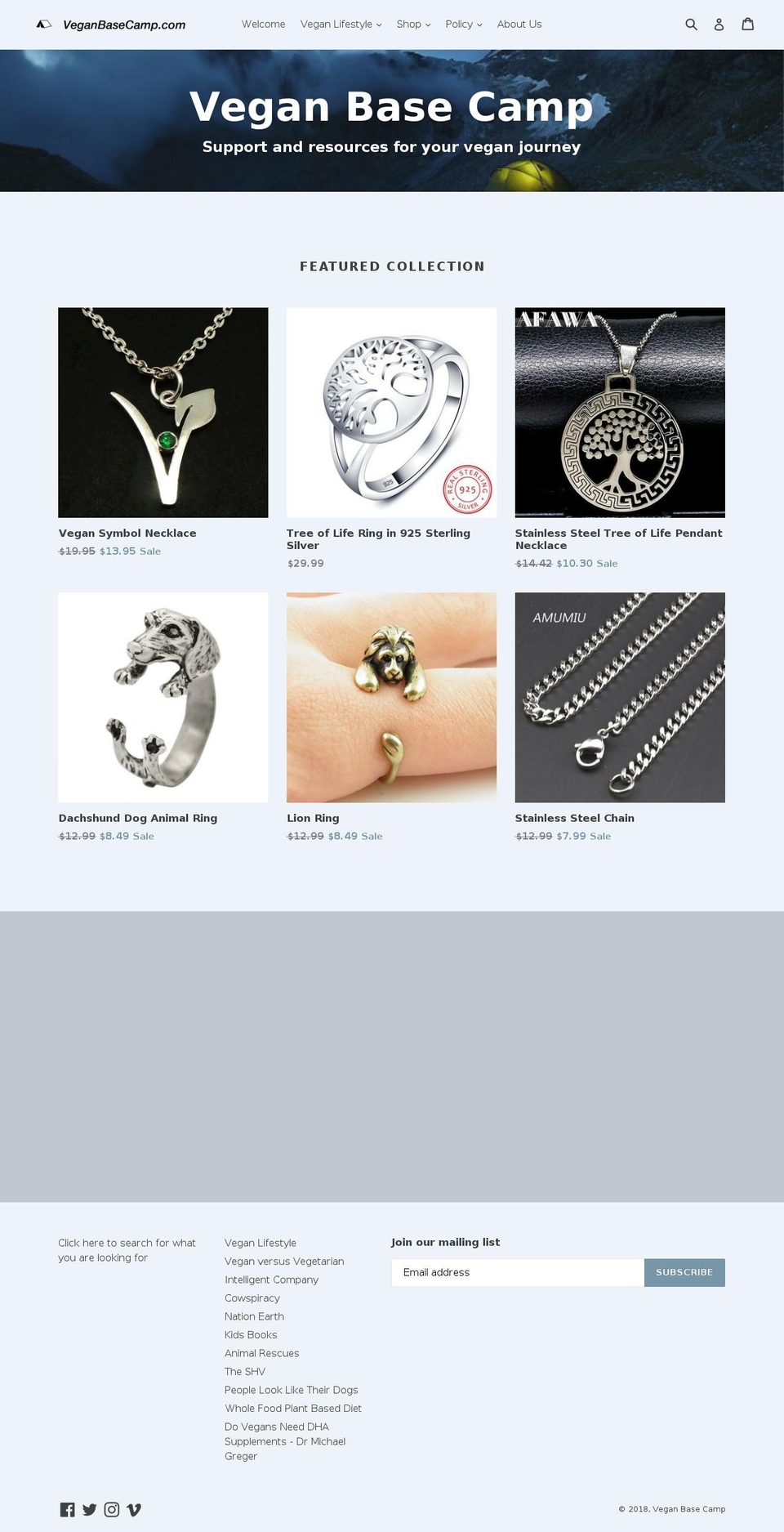 veganbasecamp.com — Shopify storefront screenshot