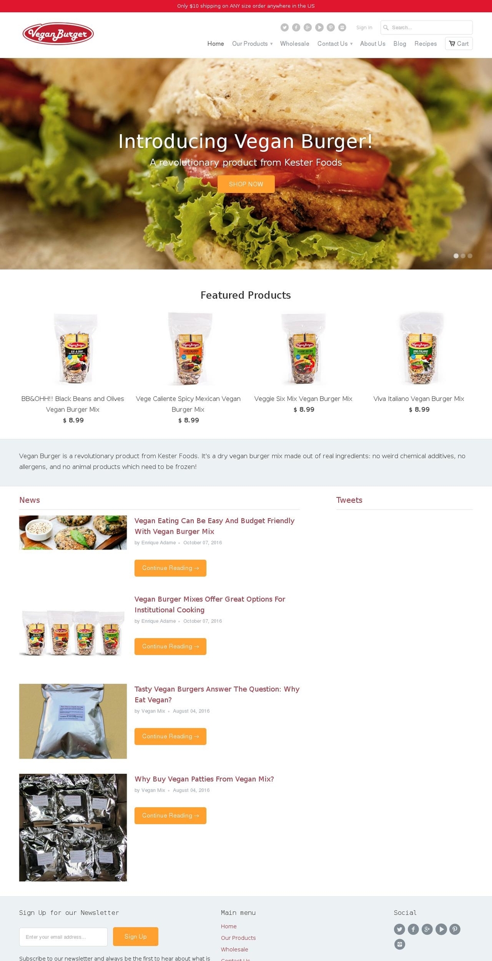 veganburgermix.com shopify website screenshot