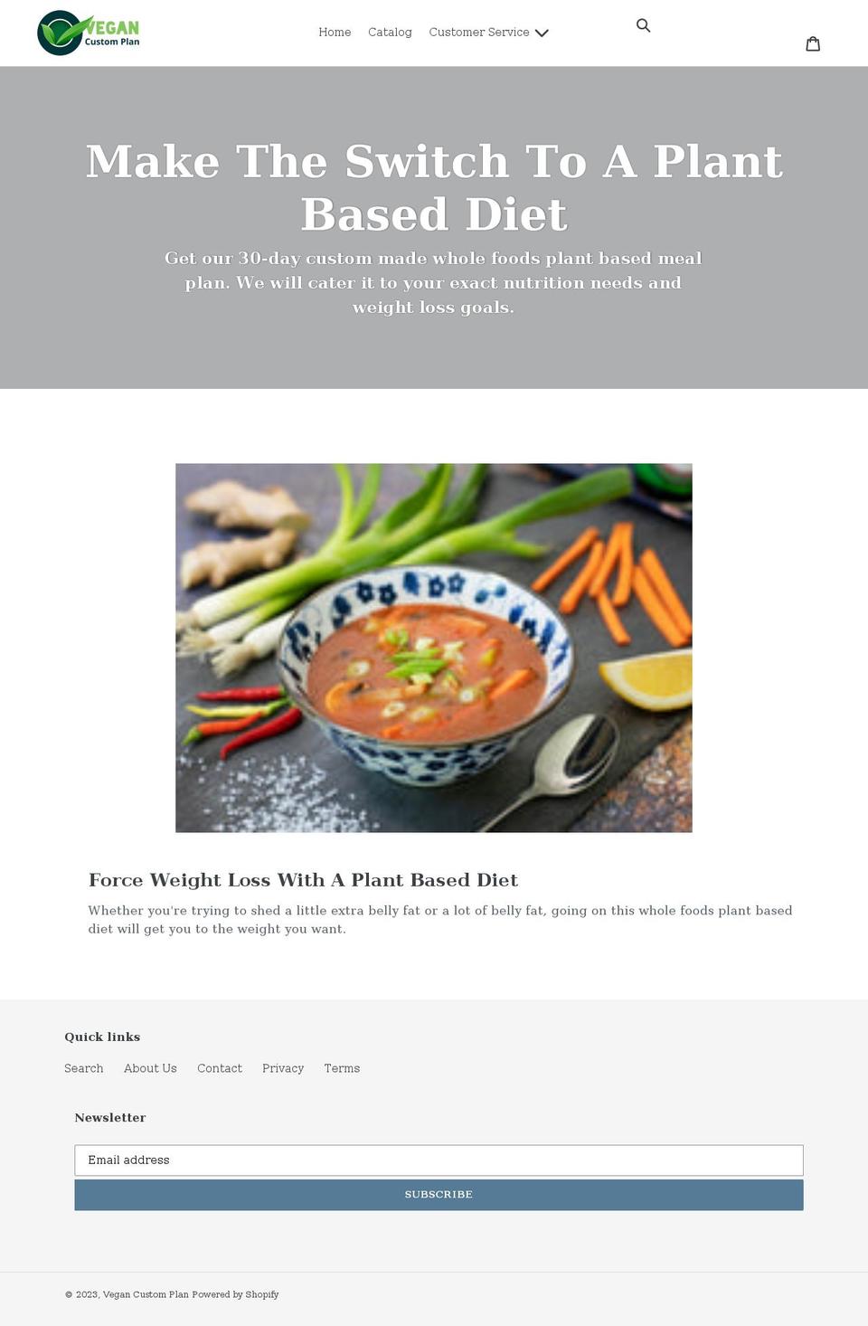 vegancustomplan.org shopify website screenshot
