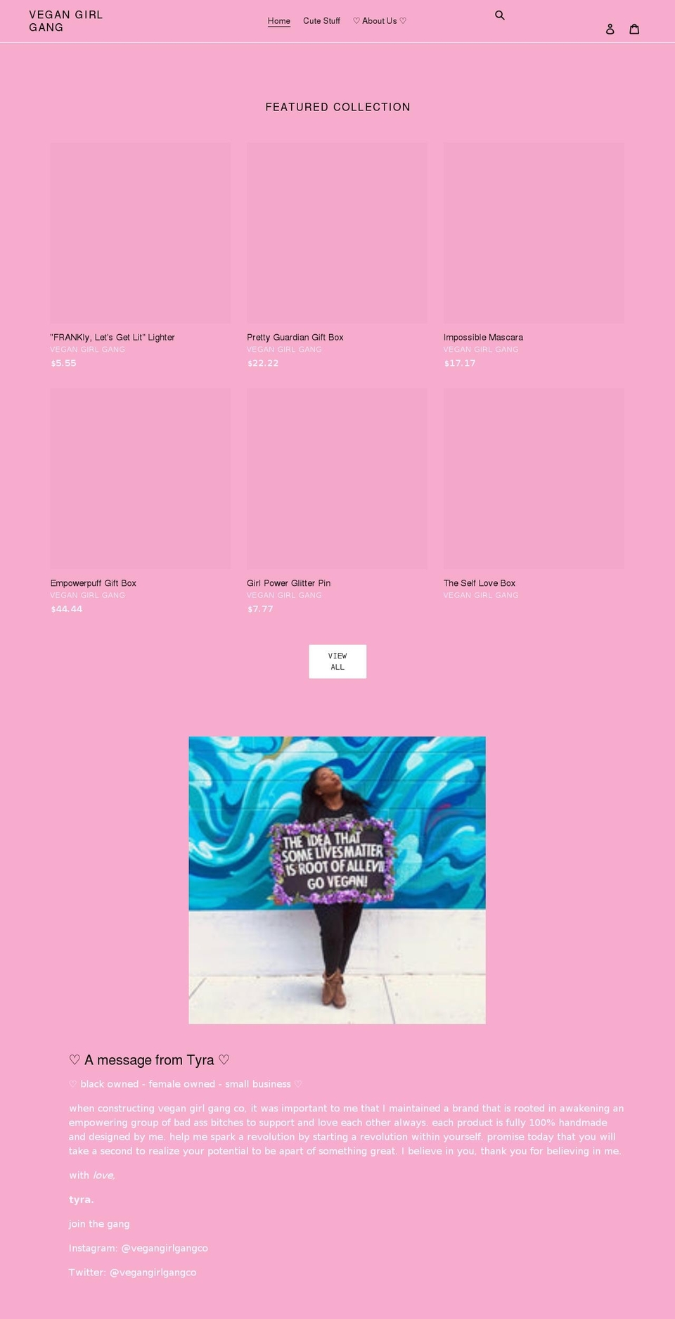 vegangirlgangco.com shopify website screenshot