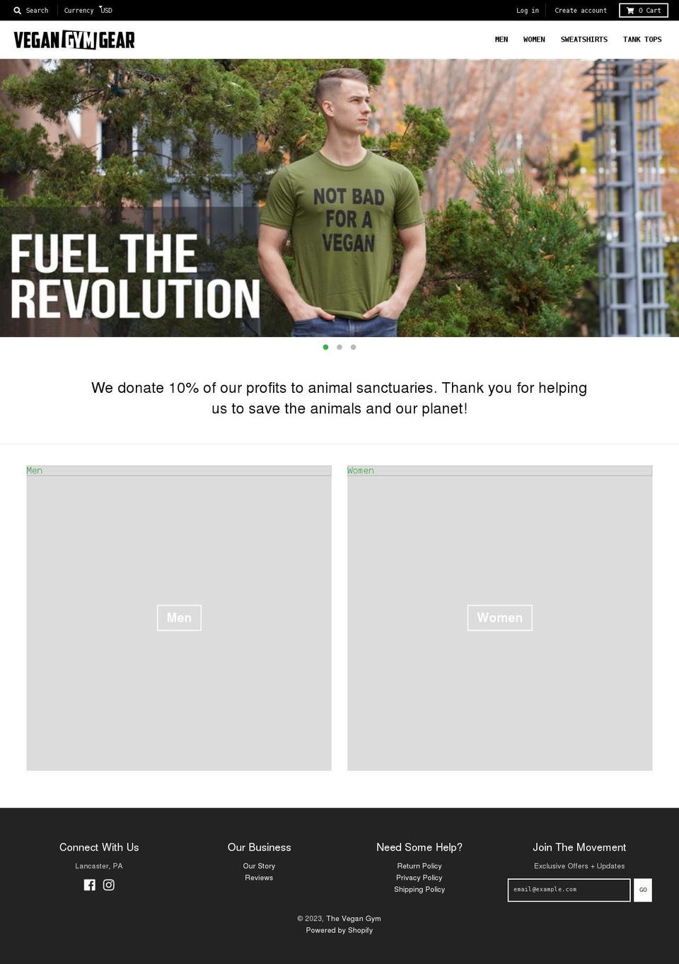vegangymgear.com — Shopify storefront screenshot