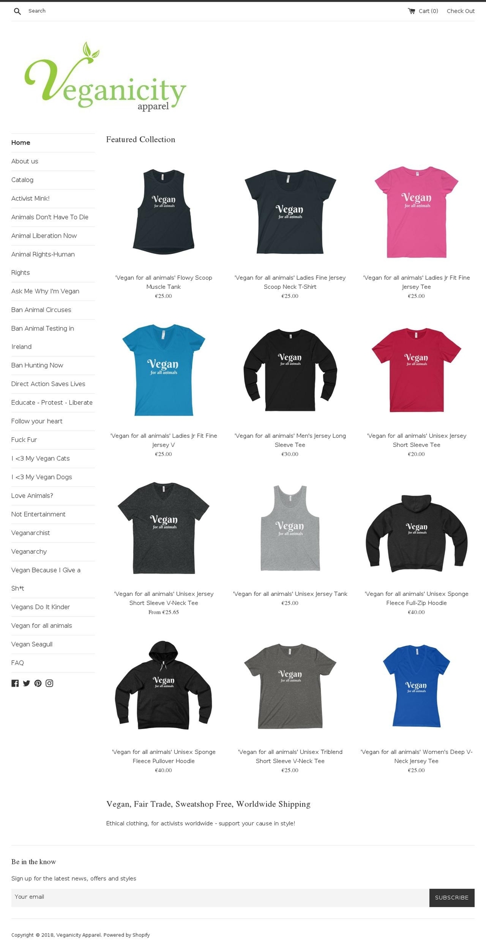 veganicityapparel.com — Shopify storefront screenshot