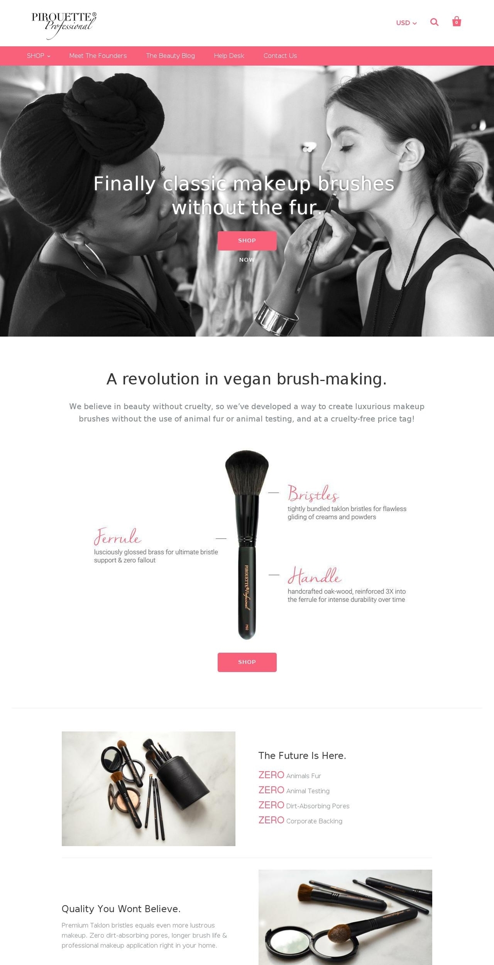 veganmakeupbrushes.com shopify website screenshot