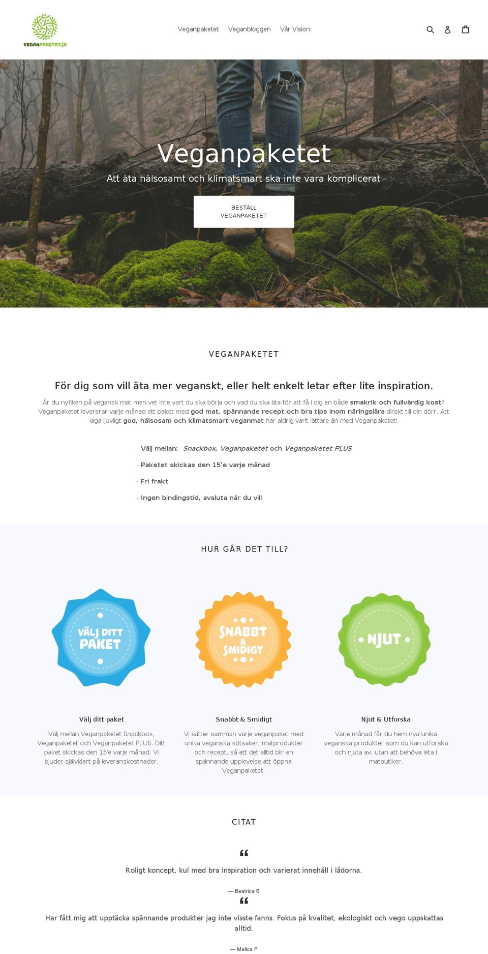 veganpaketet.se shopify website screenshot