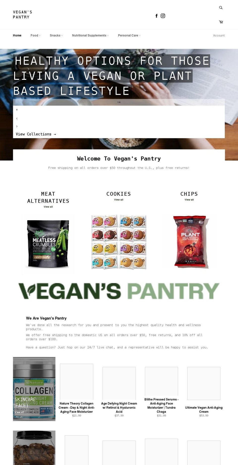 veganspantry.com shopify website screenshot