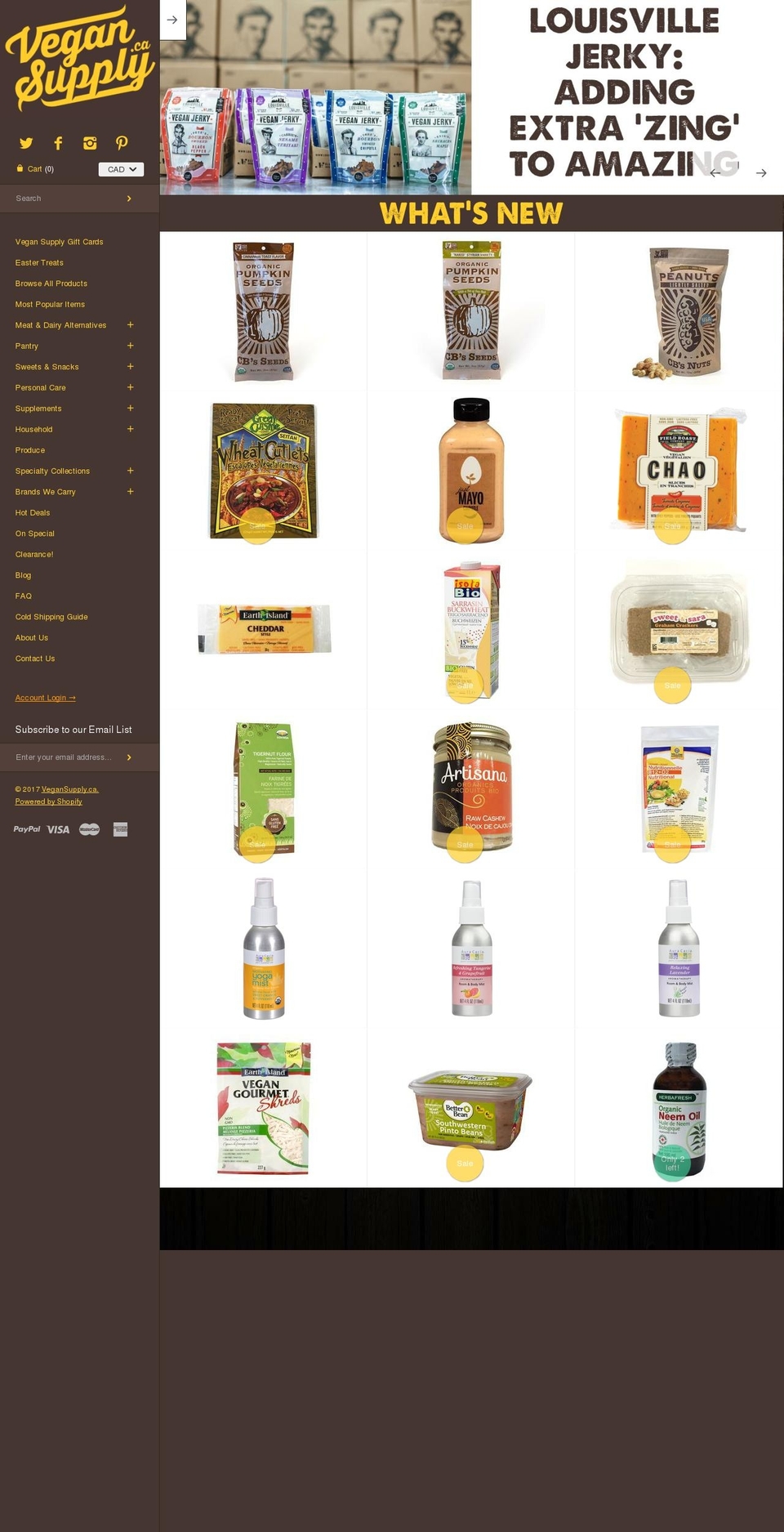vegansupply.ca shopify website screenshot