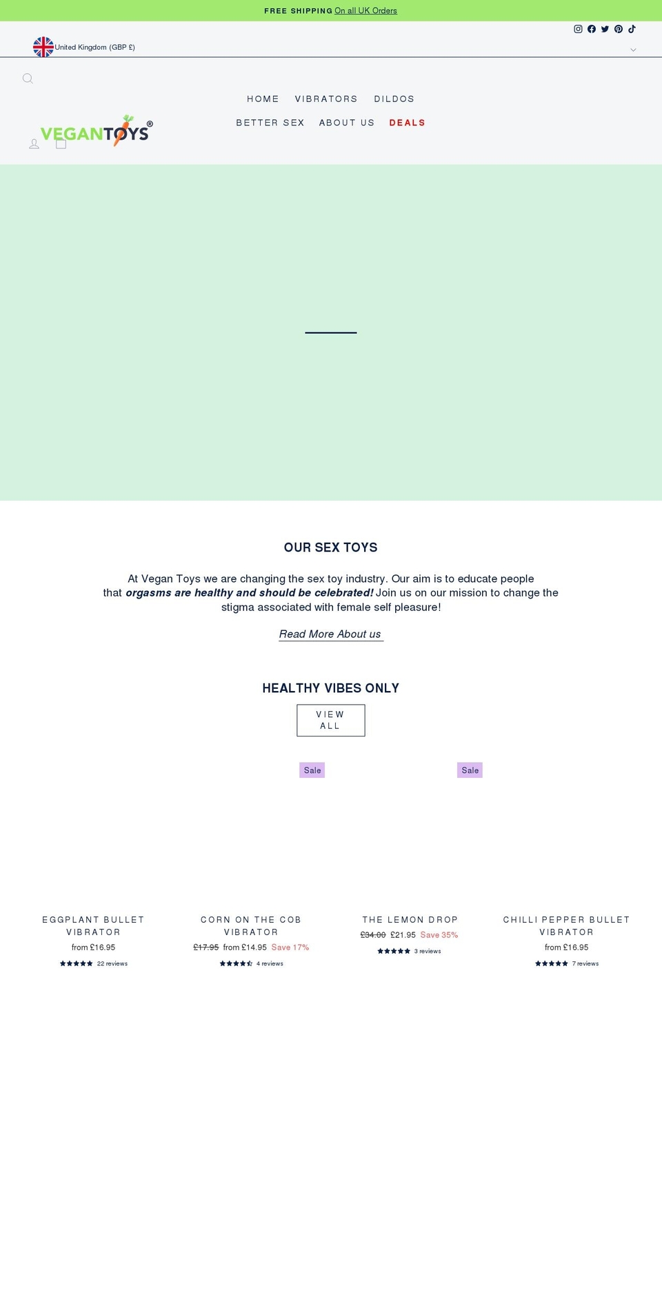 vegantoys.co.uk shopify website screenshot