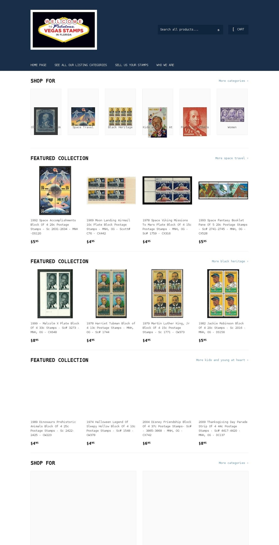 vegas-stamps-hobbies.com shopify website screenshot