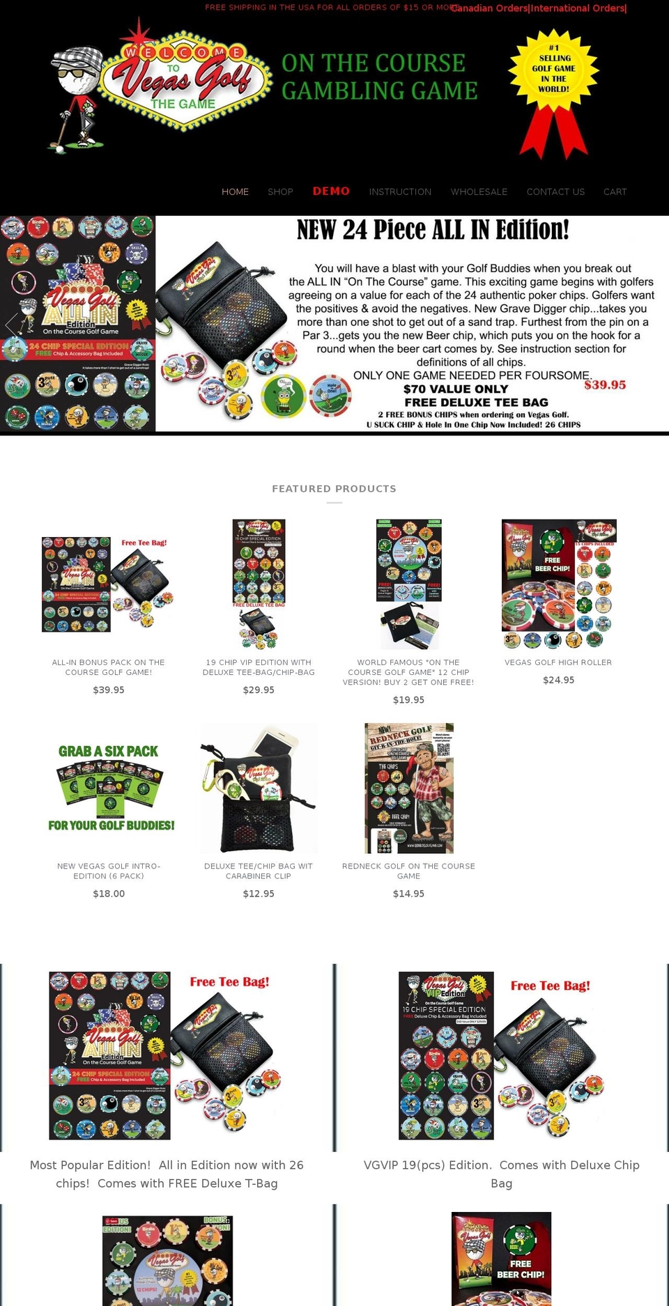 vegasgolfgame.com — Shopify storefront screenshot