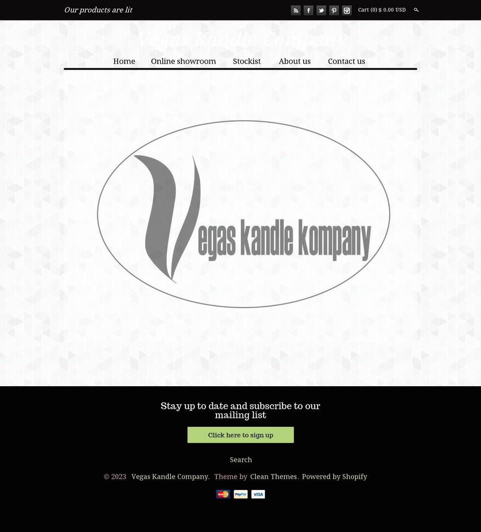 vegaskandlekompany.com shopify website screenshot