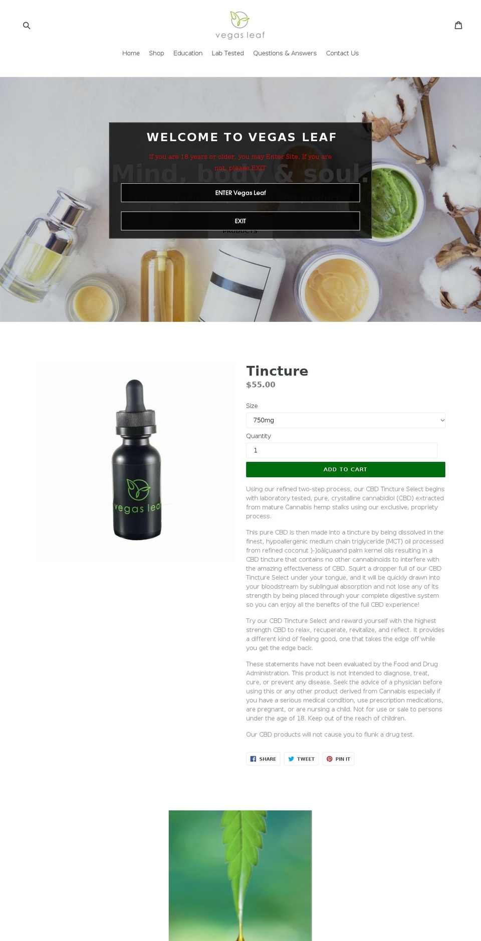 vegasleaf.com — Shopify storefront screenshot