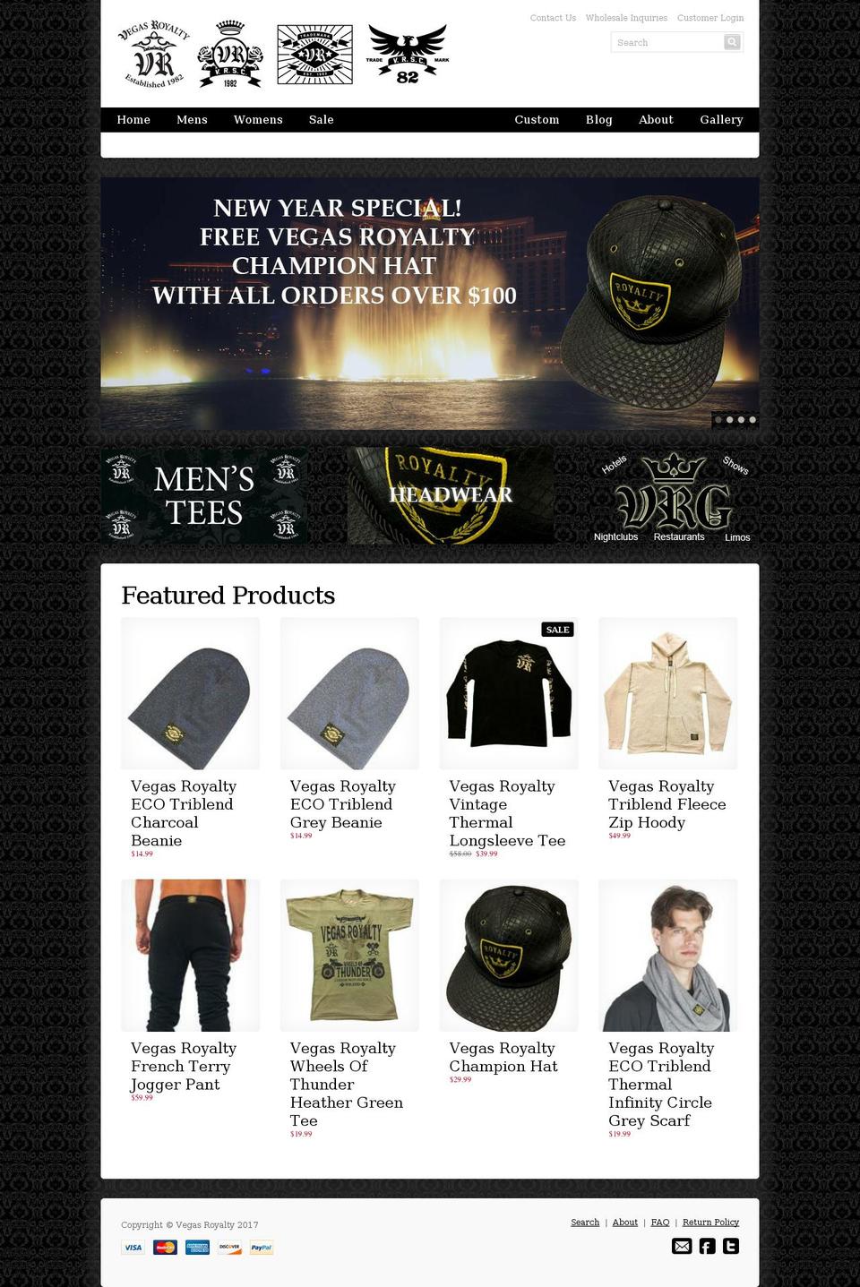 Adaptable Shopify theme site example vegasroyaltyclothing.com