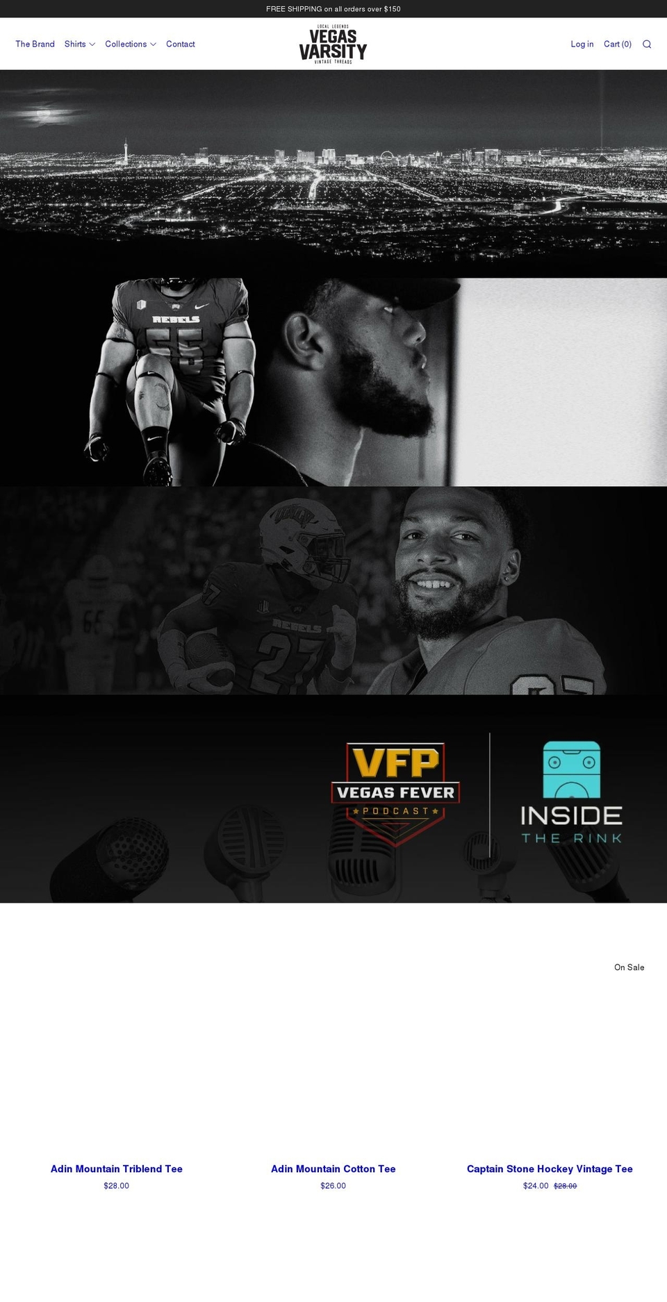 vegasvarsity.com shopify website screenshot