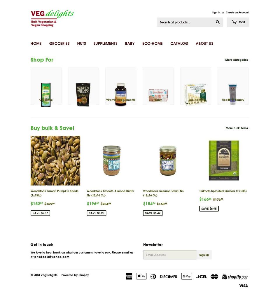 vegdelights.com — Shopify storefront screenshot