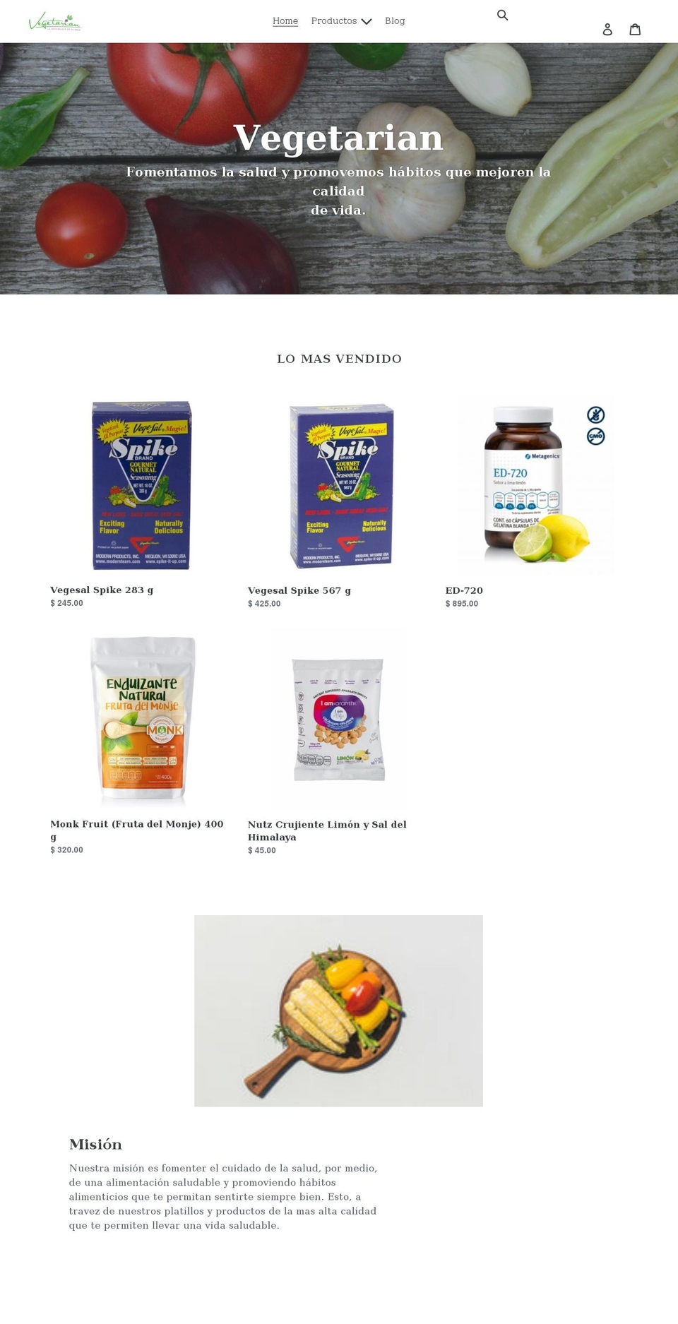 vegetarian.com.mx shopify website screenshot