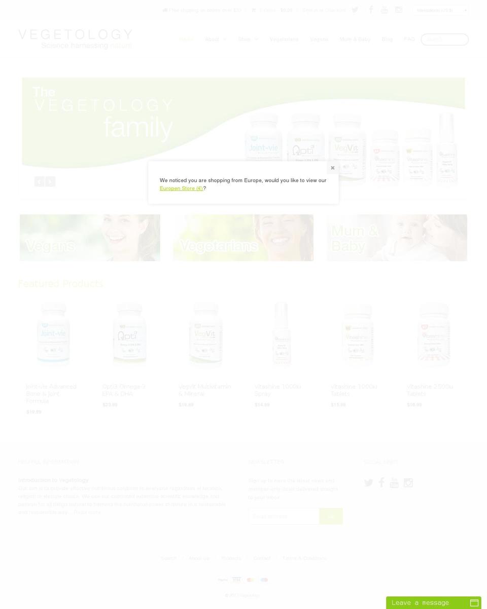 vegetology.com shopify website screenshot