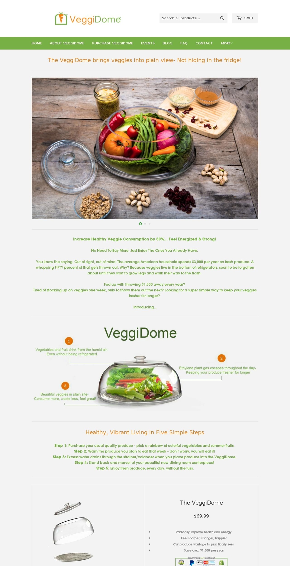 veggiedome.com shopify website screenshot