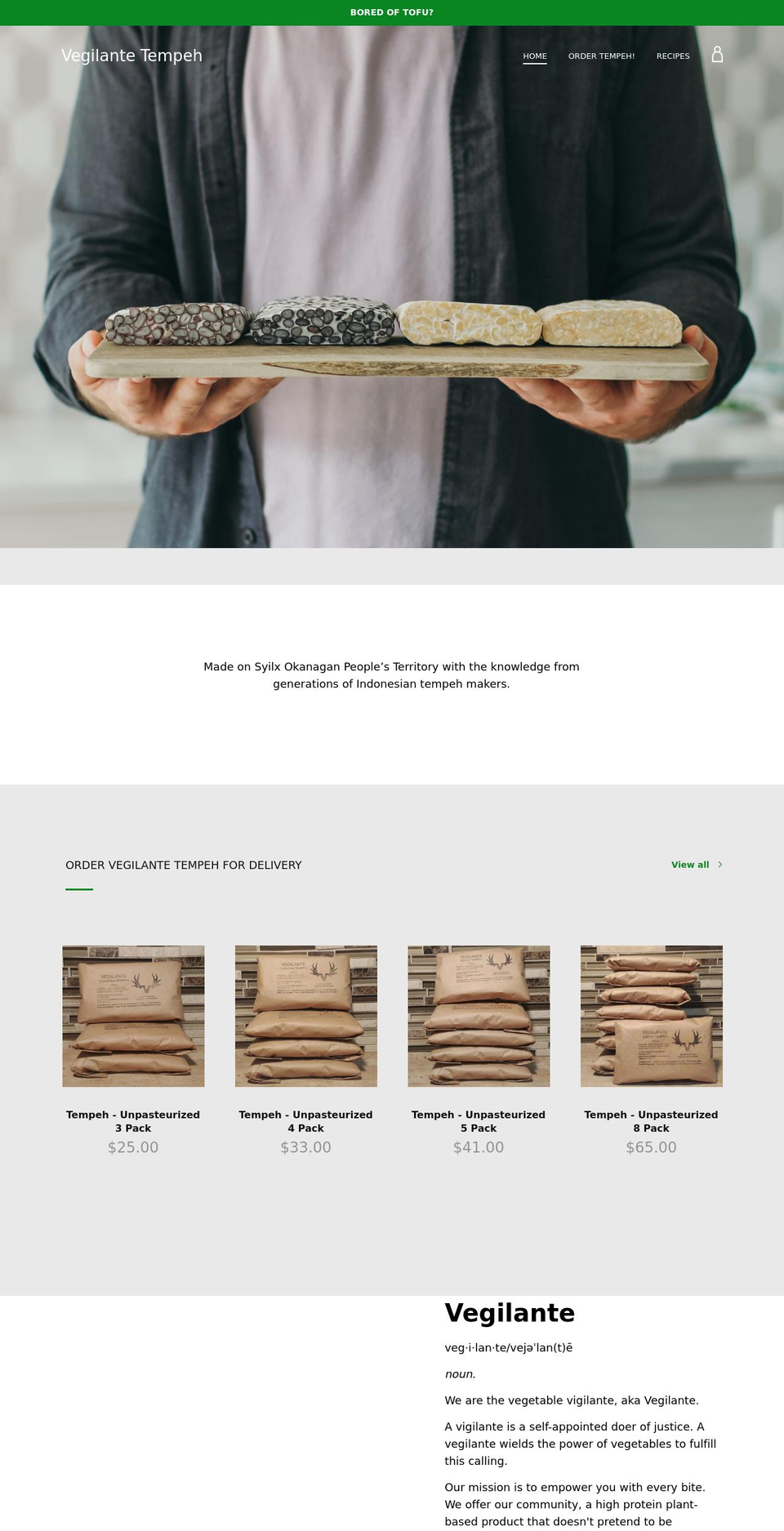 vegilante.ca shopify website screenshot