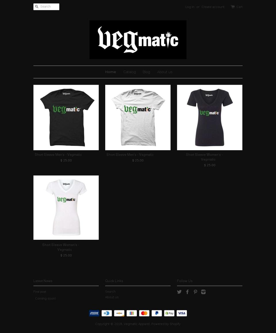 vegmaticapparel.com shopify website screenshot