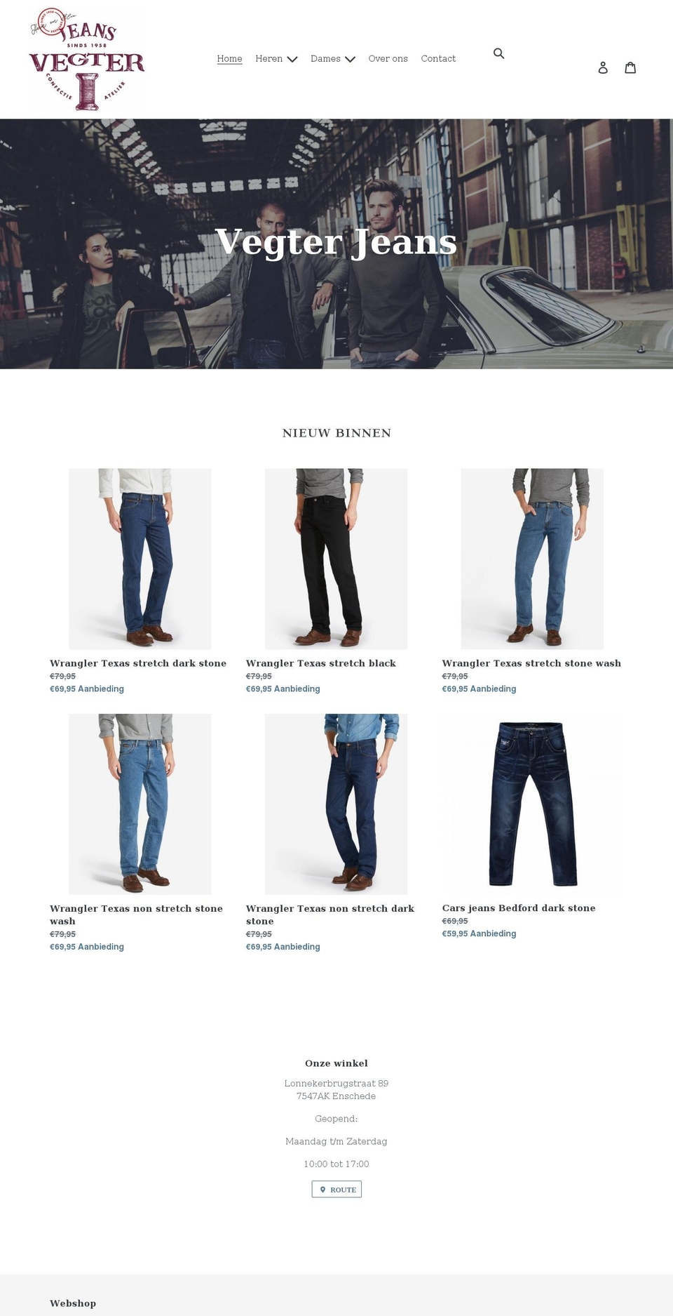 vegterjeans.nl shopify website screenshot