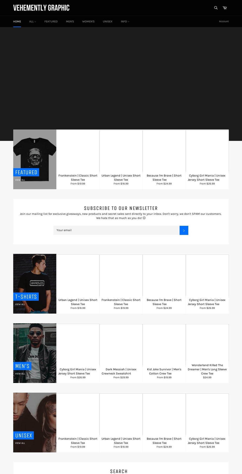 vehementlygraphic.com — Shopify storefront screenshot