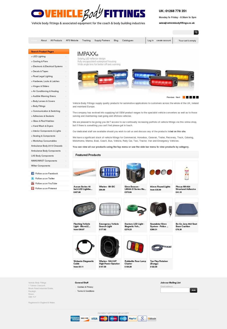 vehiclebodyfittings.co.uk shopify website screenshot