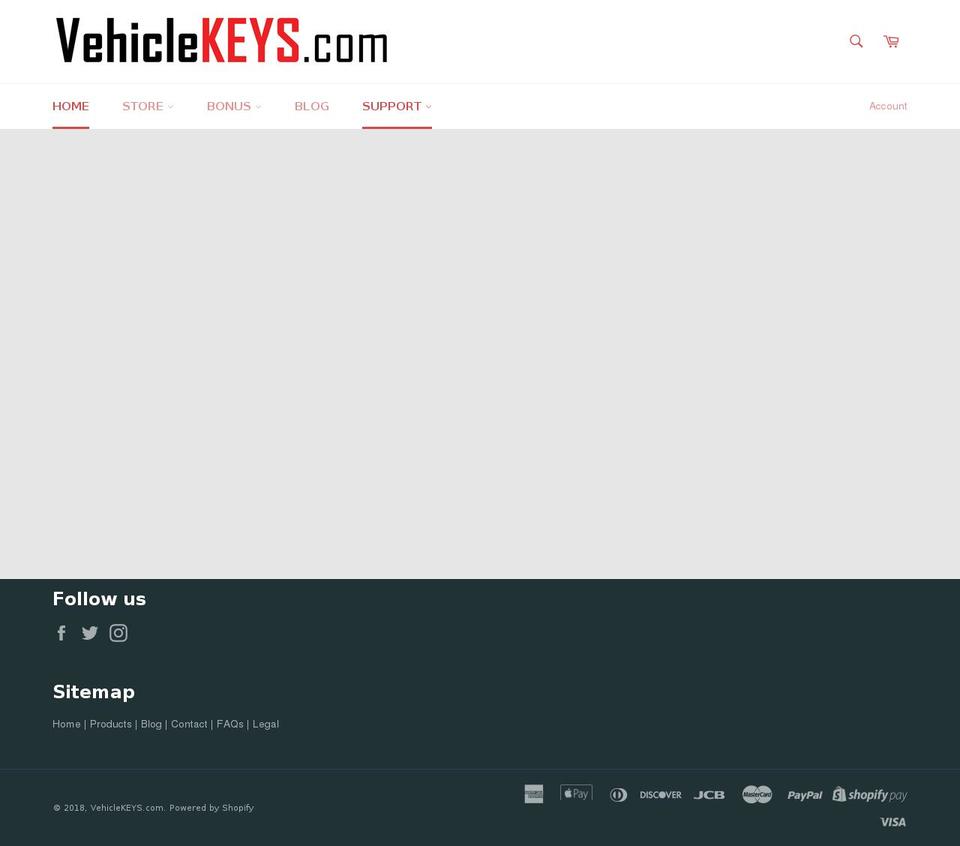 vehiclekeys.com shopify website screenshot