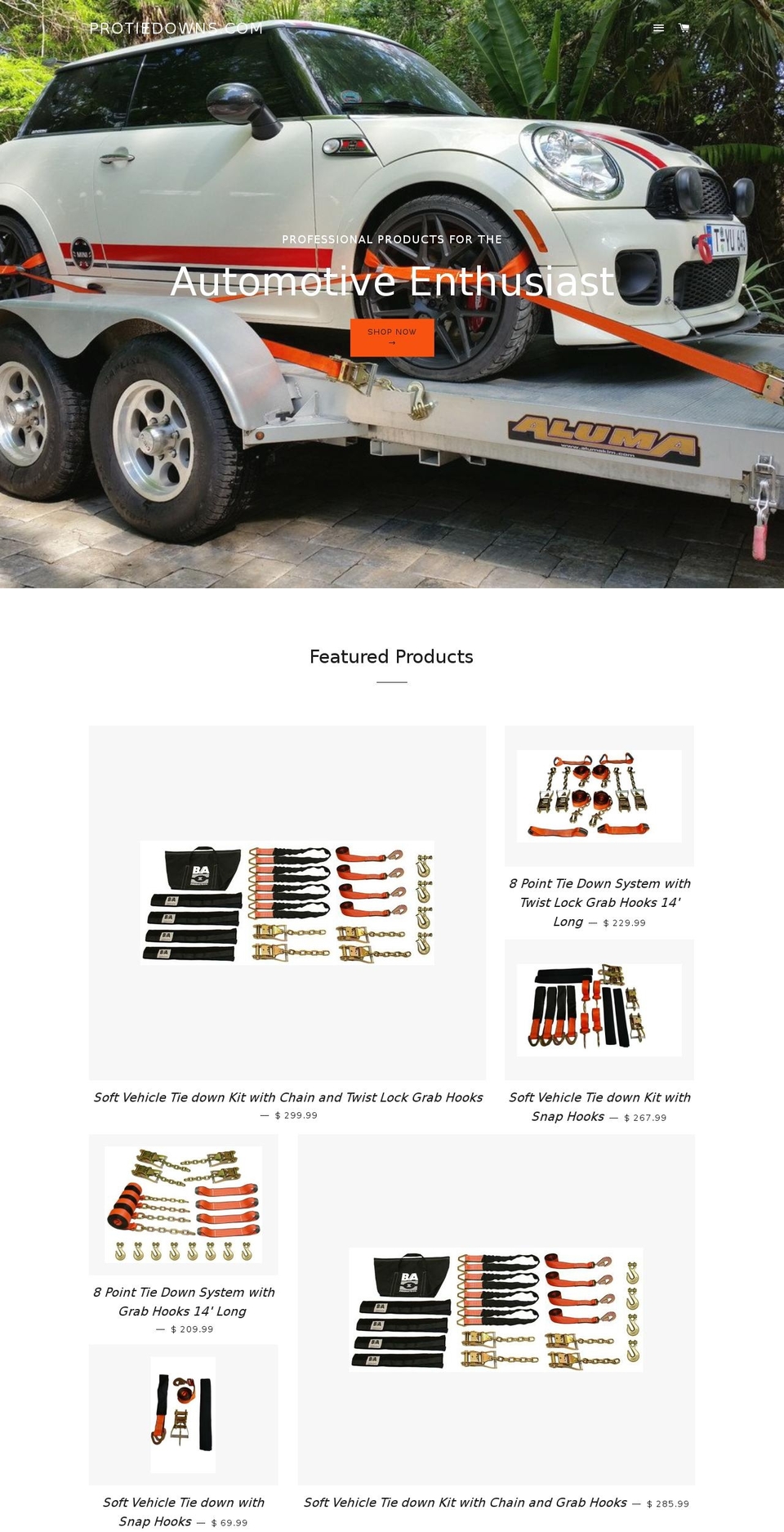 vehicletiedowns.com — Shopify storefront screenshot