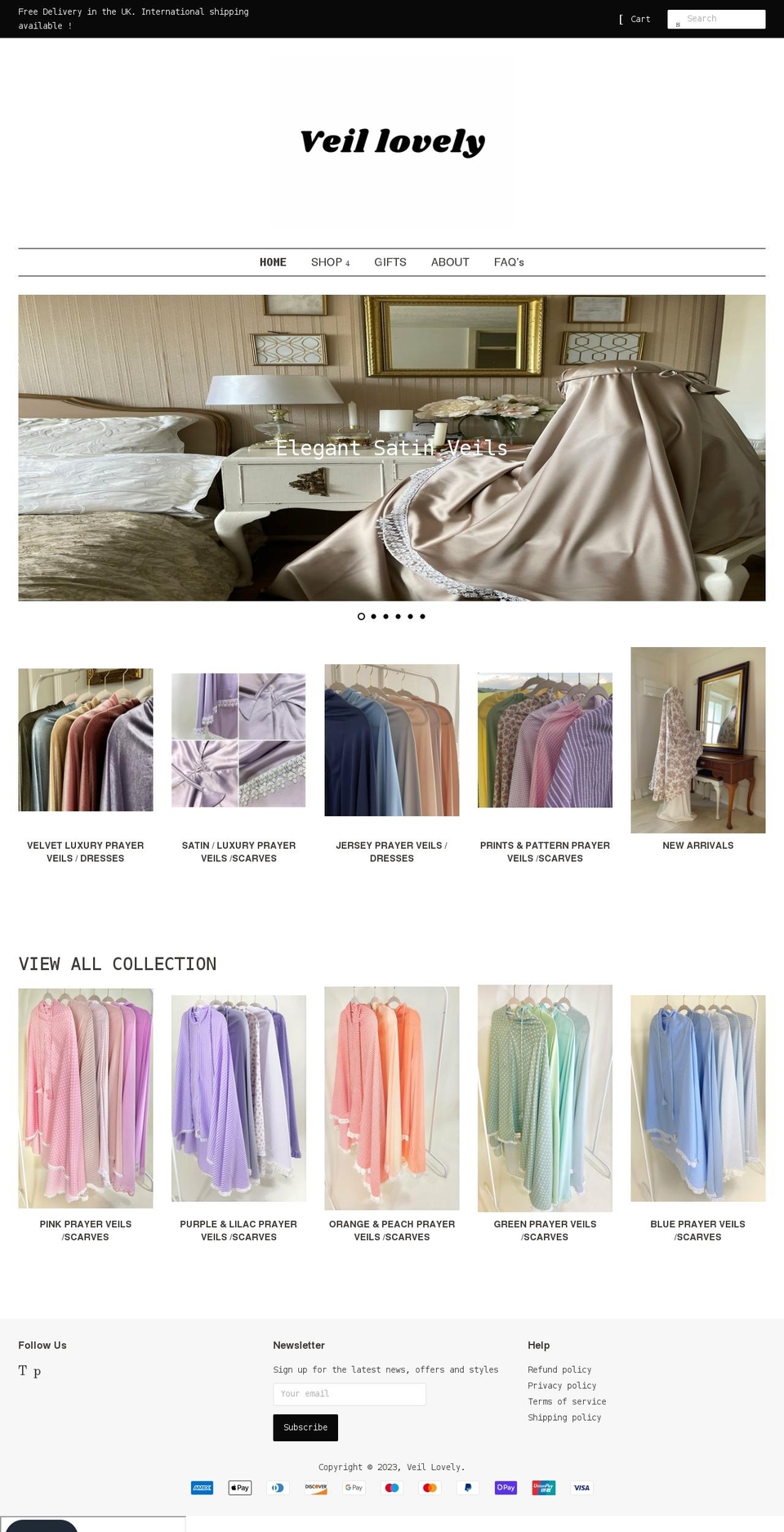 veil-lovely.co.uk shopify website screenshot