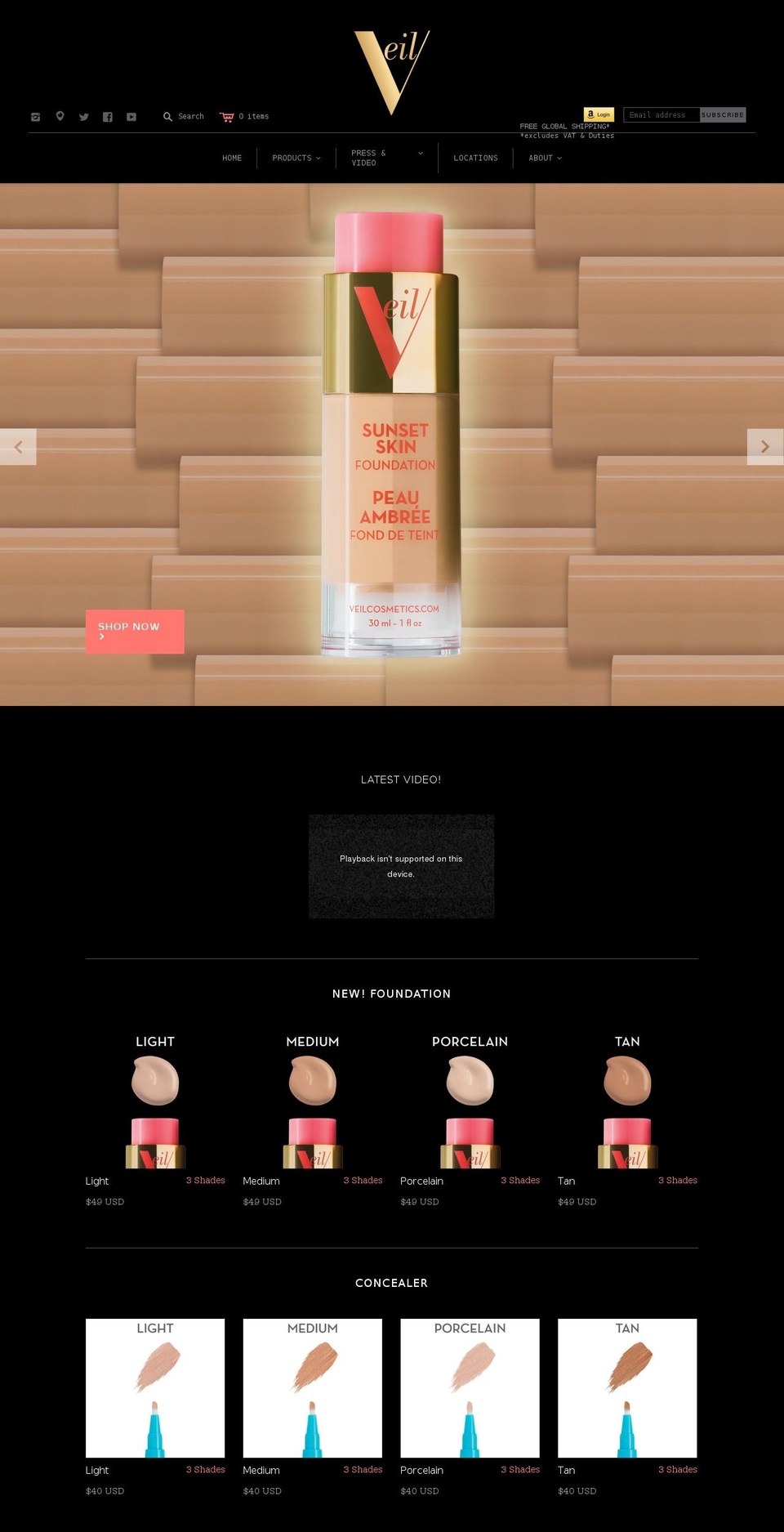 veilcosmetics.com shopify website screenshot