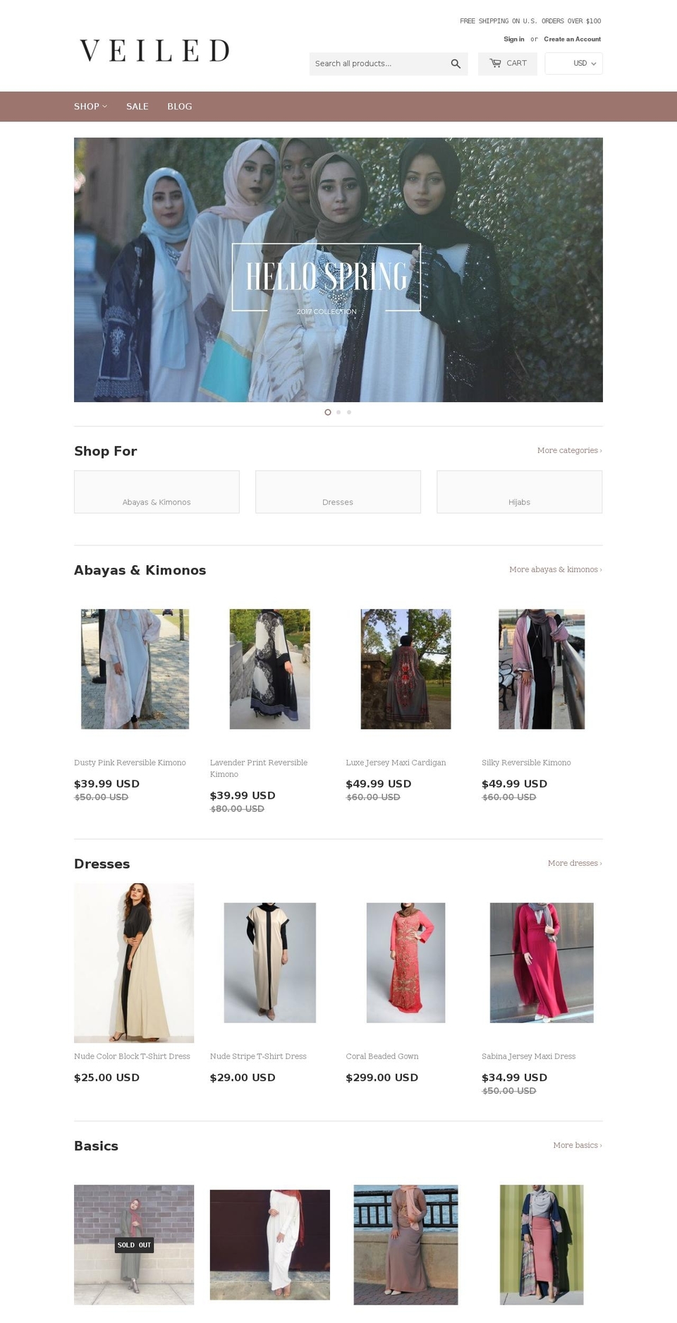 veiledcollection.com shopify website screenshot