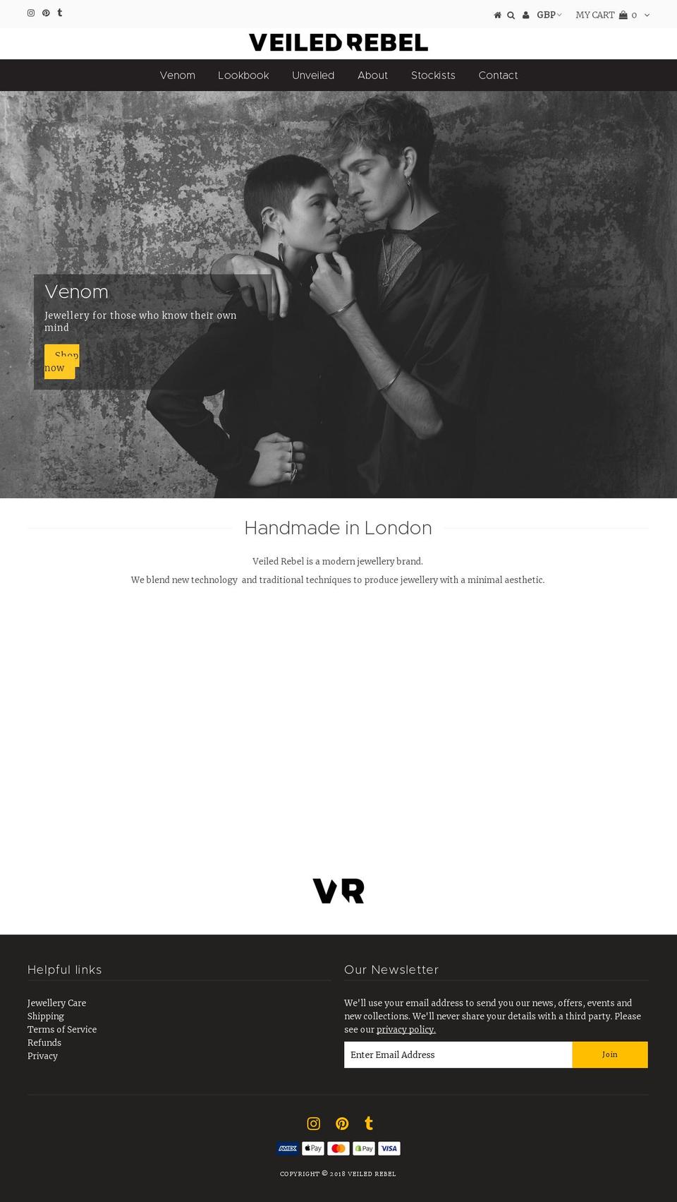 veiledrebel.com shopify website screenshot