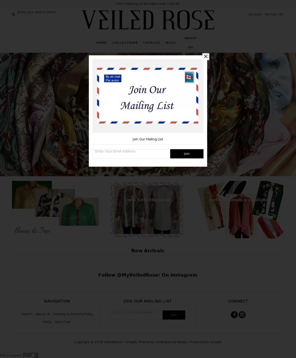 veiledrose.com — Shopify storefront screenshot