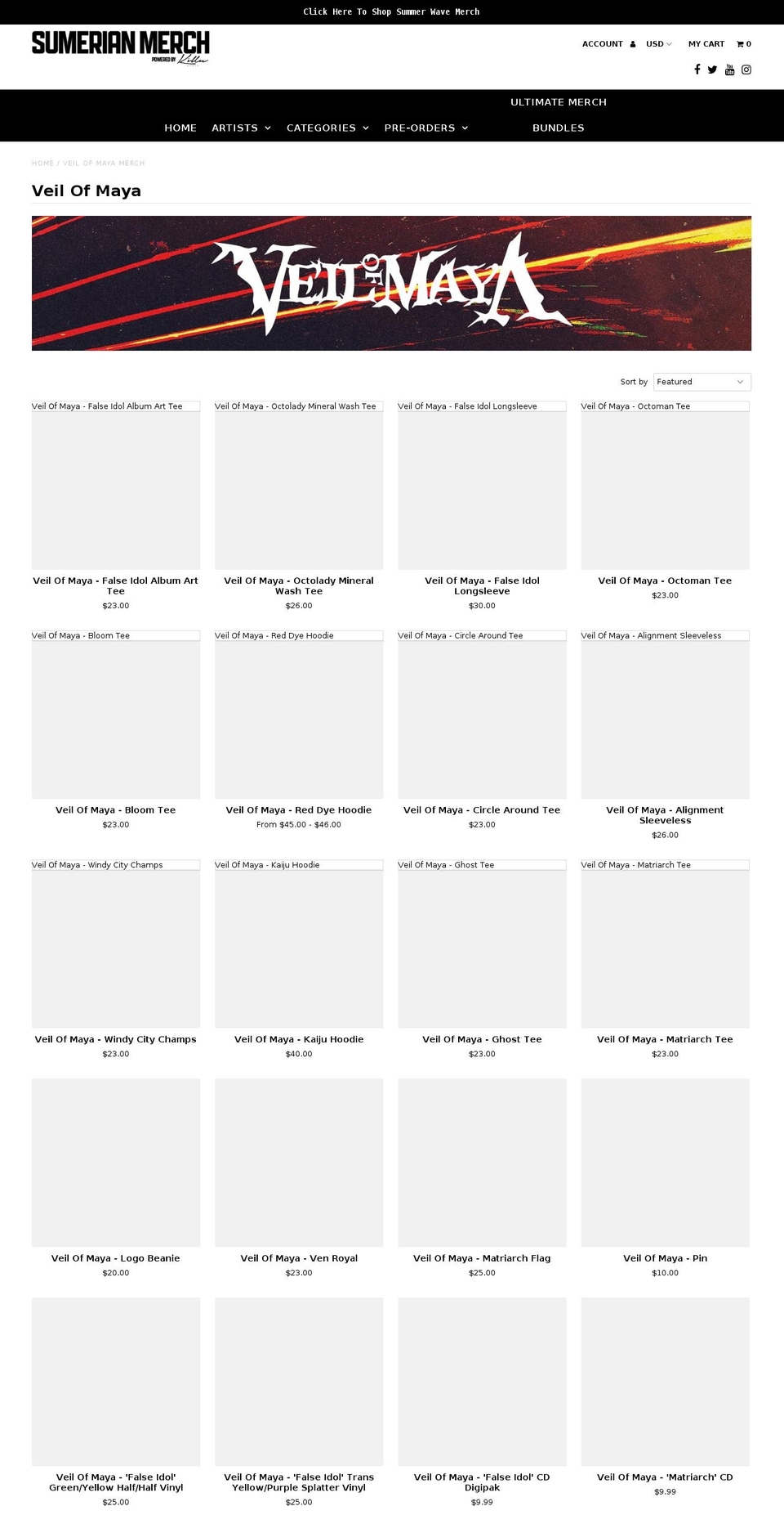 veilofmayamerch.com — Shopify storefront screenshot