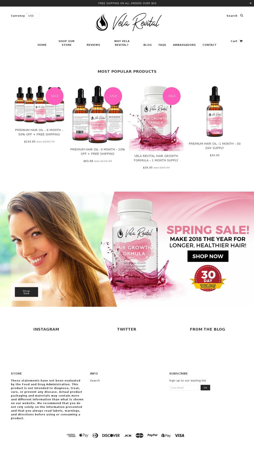 velarevital.com — Shopify storefront screenshot