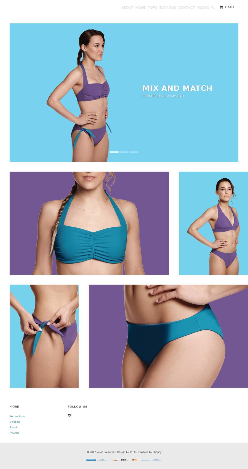 velarswimwear.com shopify website screenshot