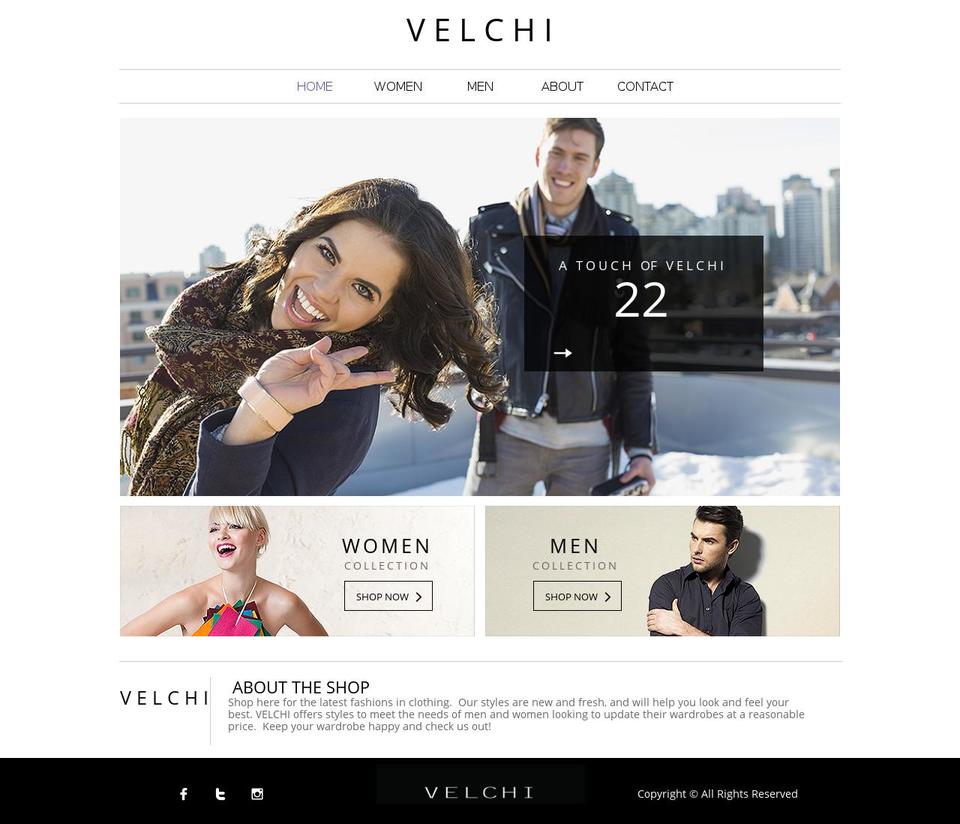 velchiapparel.com — Shopify storefront screenshot