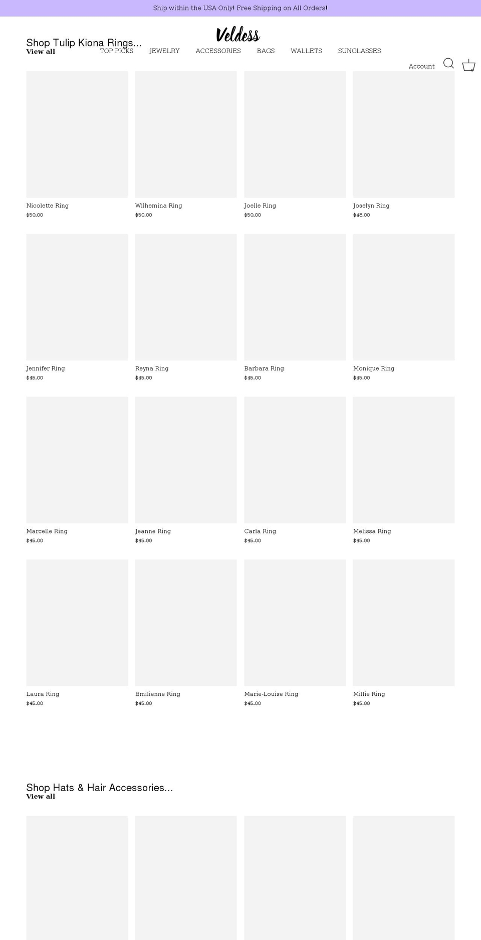 veldess.com shopify website screenshot