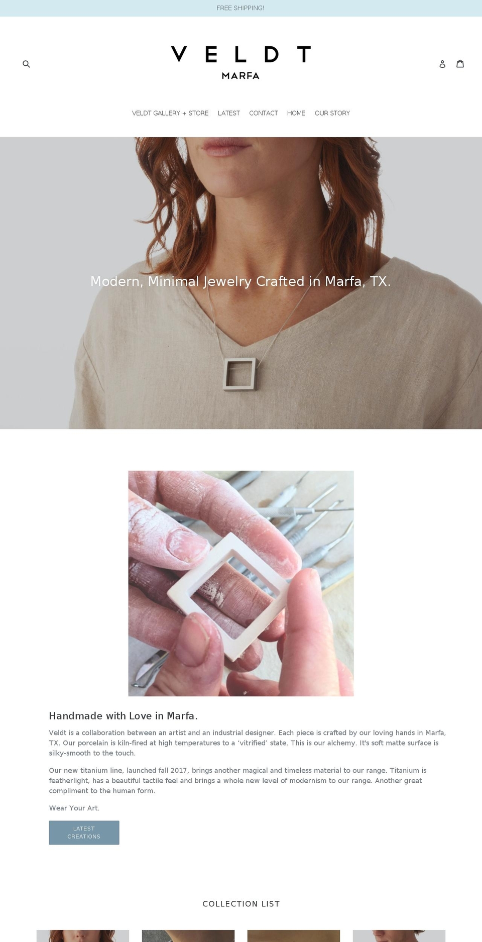 veldtmarfa.com shopify website screenshot