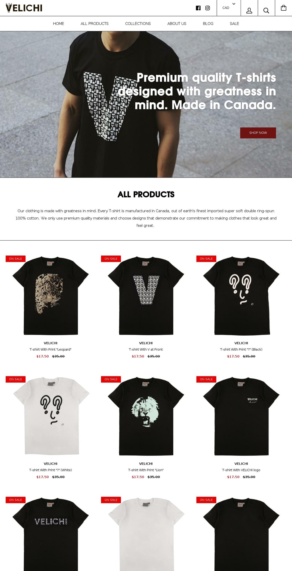 velichi.com — Shopify storefront screenshot