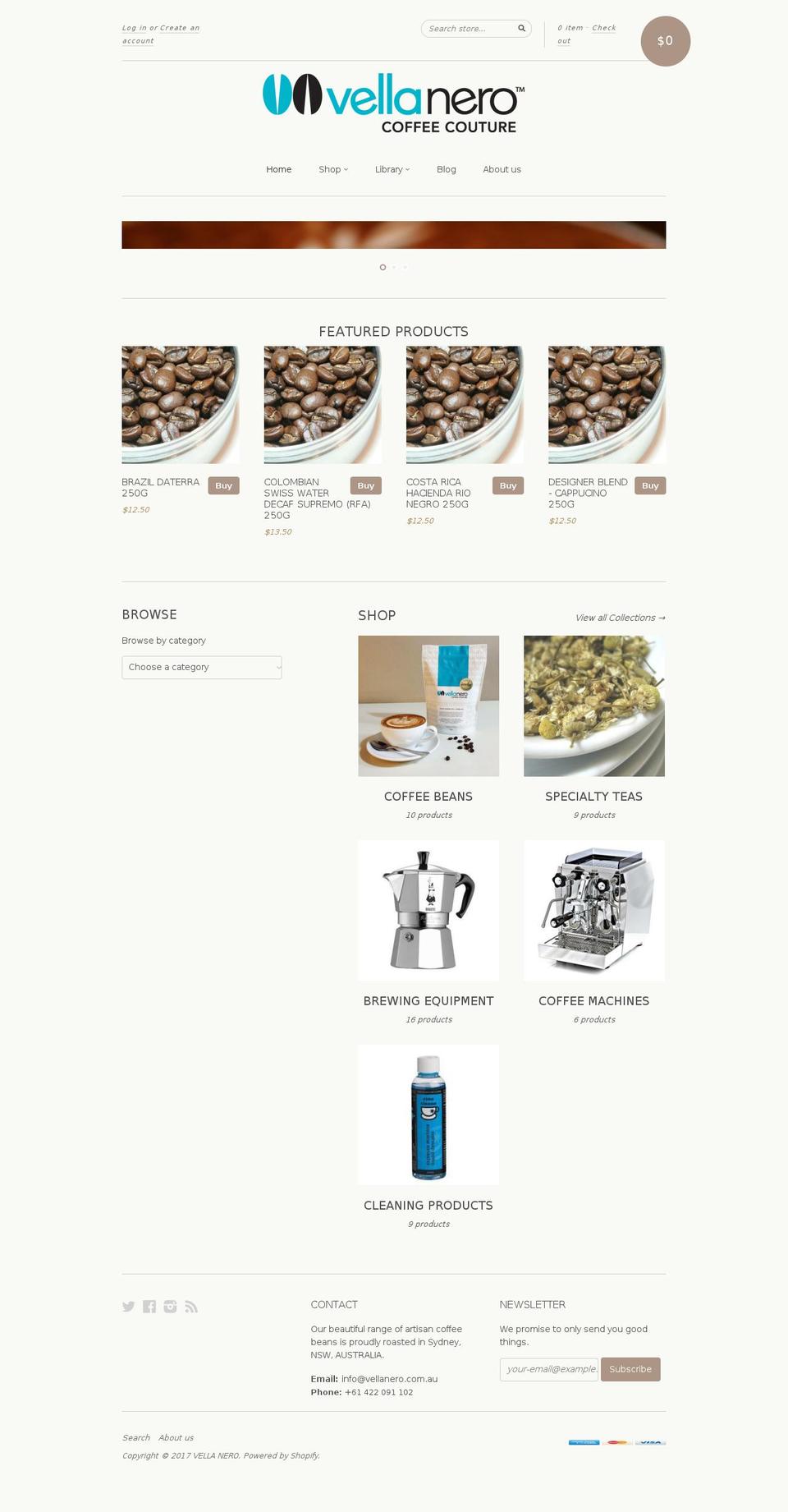 vellanero.com.au shopify website screenshot