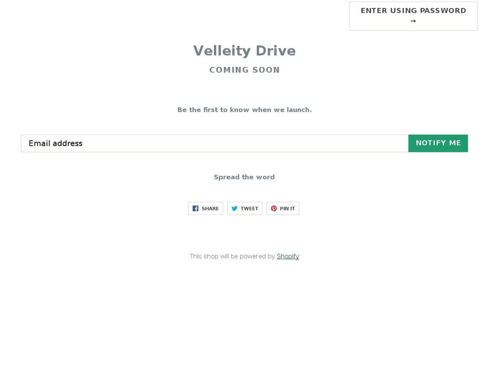 velleitydrive.com — Shopify storefront screenshot