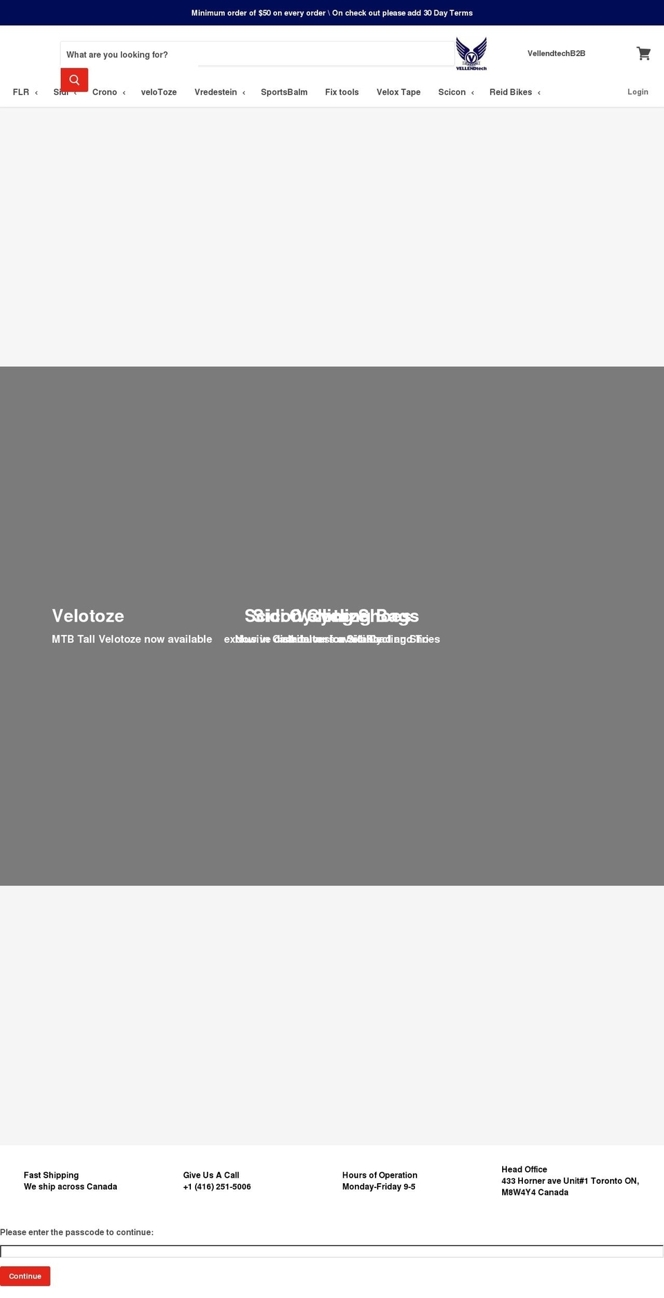 vellendtechb2b.com shopify website screenshot