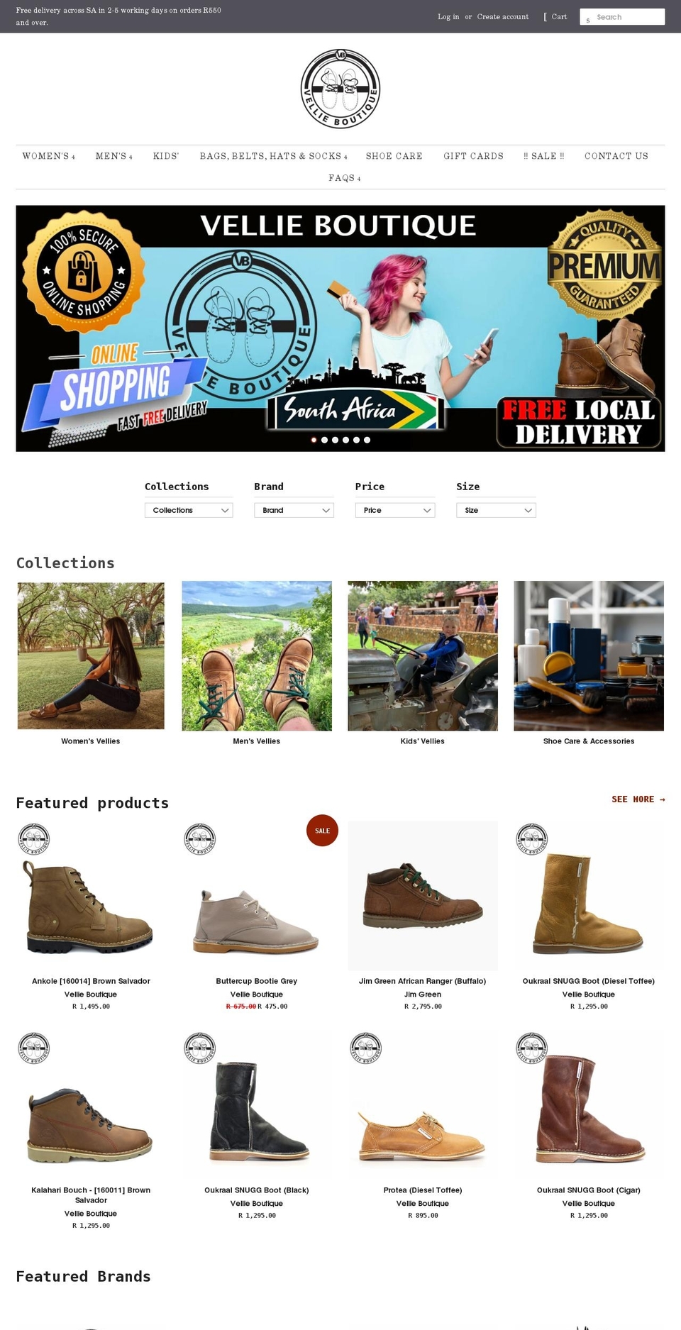 vellieboutique.co.za shopify website screenshot