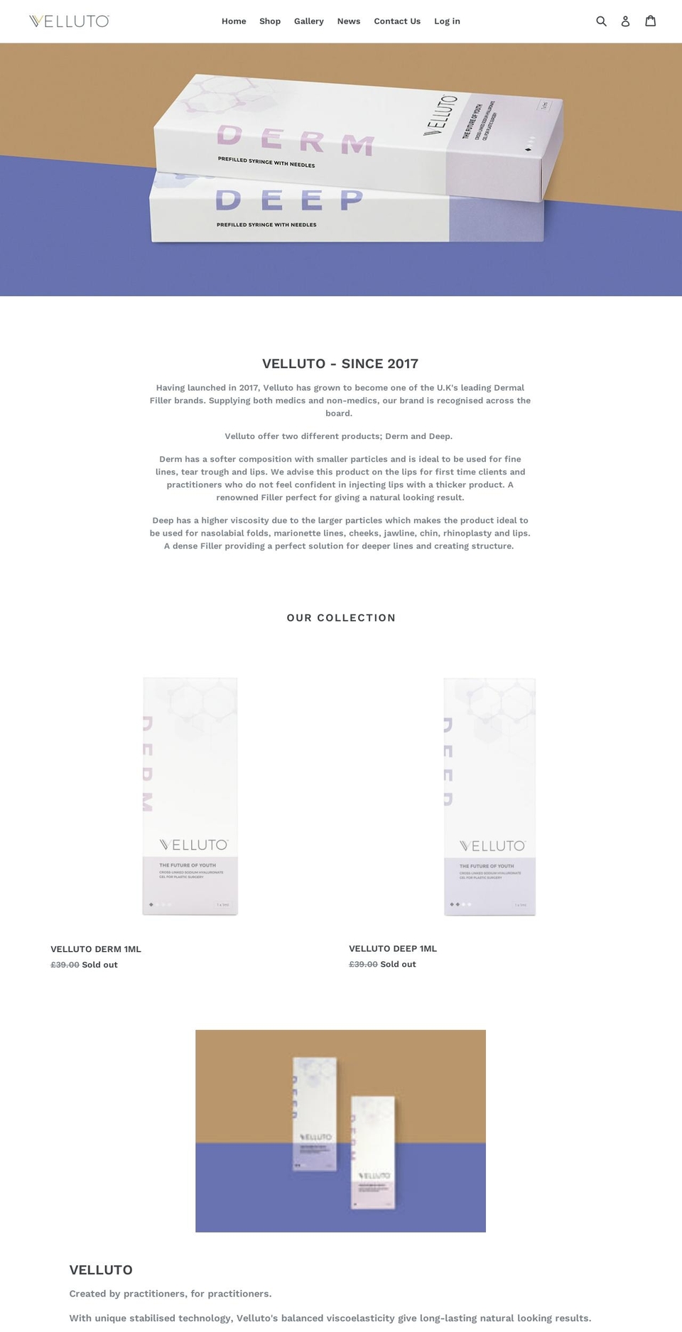 velluto.co.uk shopify website screenshot