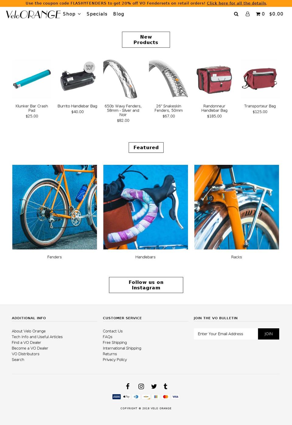 velo-orange.org shopify website screenshot