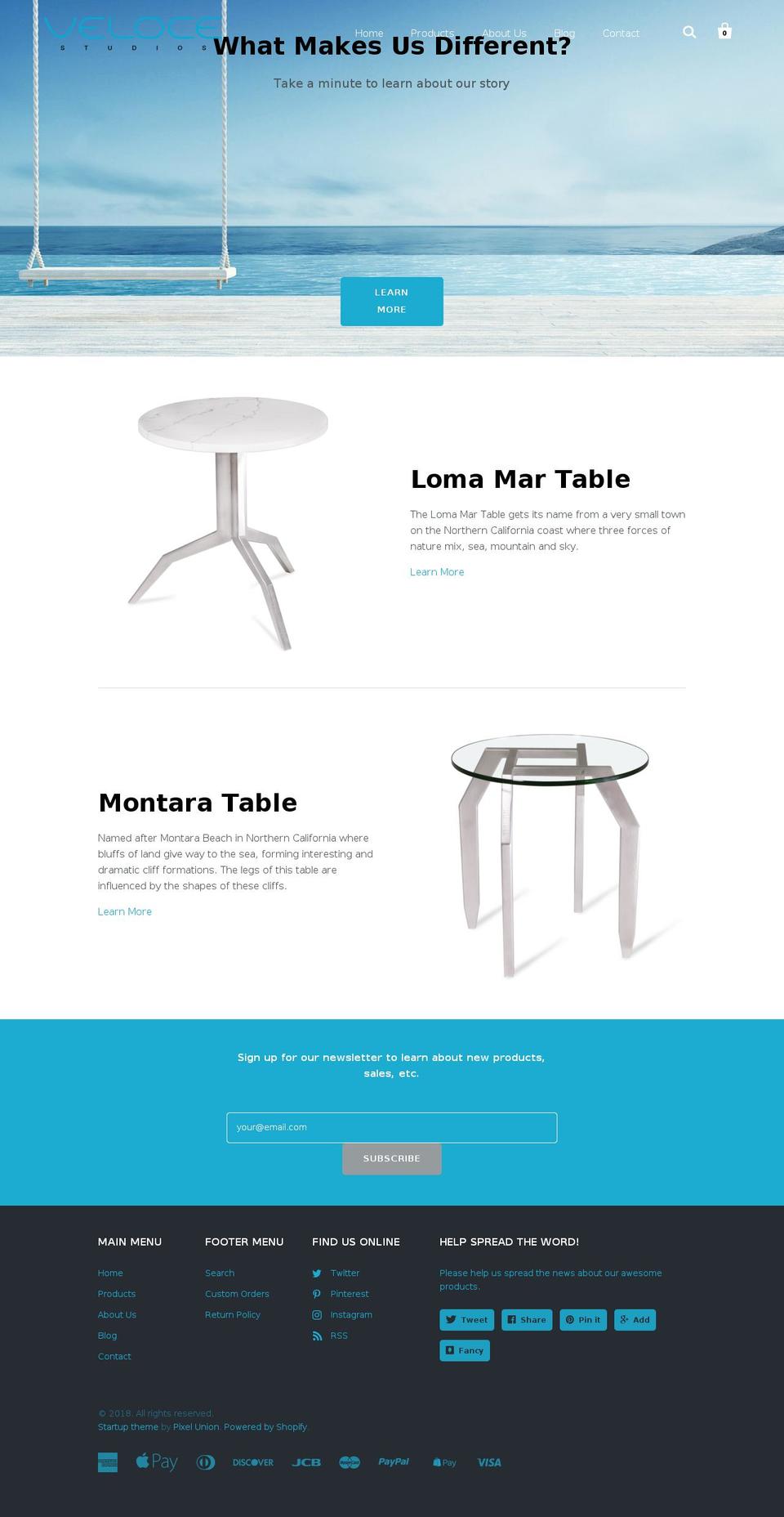 velocestudios.com — Shopify storefront screenshot