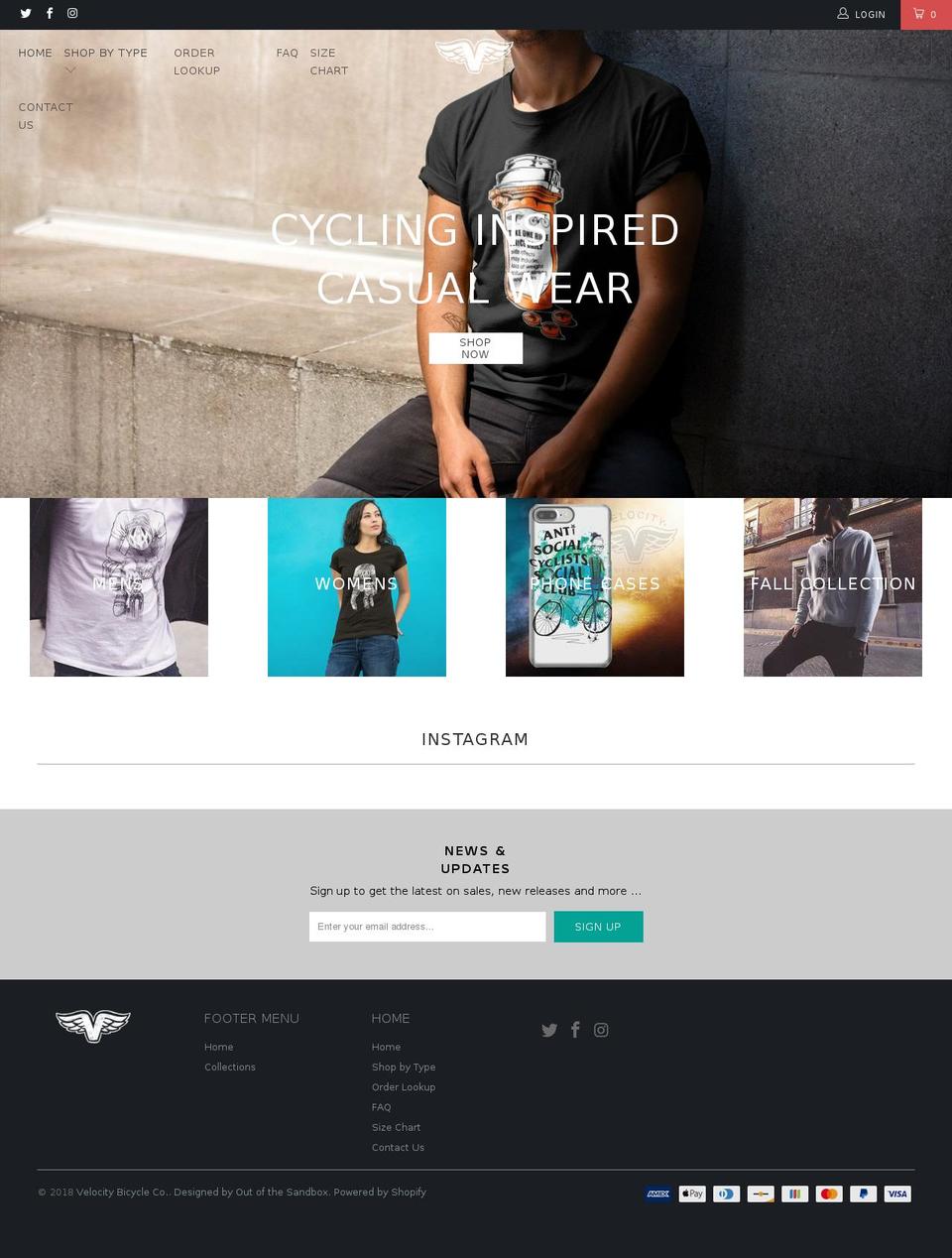 velocitybicycleco.com shopify website screenshot